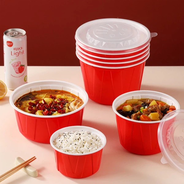 Red And White Corrugated Bowl Circular American Packaging Box